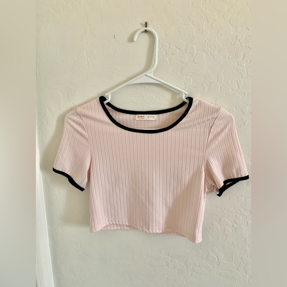 Pink Ribbed Crop Top